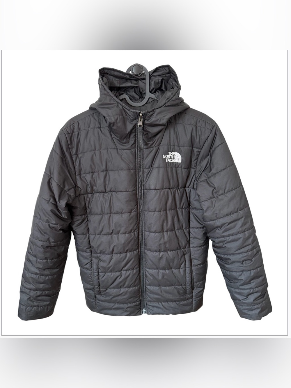 The North Face Black Hooded Puffer Jacket Boy’s L (14/16)